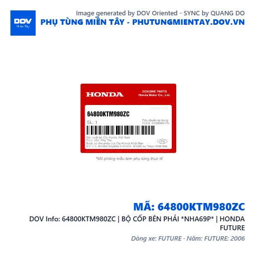 64800KTM980ZC | BỘ CỐP BÊN PHẢI *NHA69P* | HONDA FUTURE — 64800KTM980ZC