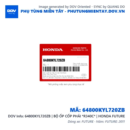 64800KYL720ZB | BỘ ỐP CỐP PHẢI *R340C* | HONDA FUTURE — 64800KYL720ZB