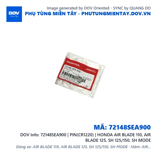 72148SEA900 | PIN(CR1220) | HONDA AIR BLADE 110, AIR BLADE 125, SH 125/150, SH MODE — 72148SEA900
