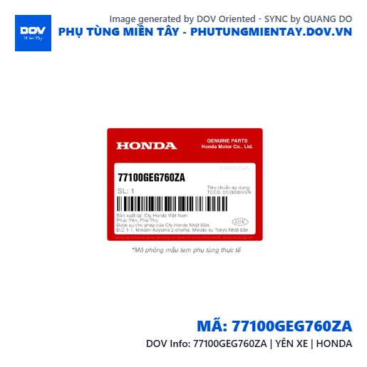 77100GEG760ZA | YÊN XE | HONDA  — 77100GEG760ZA