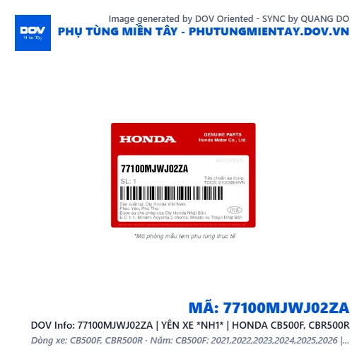 77100MJWJ02ZA | YÊN XE *NH1* | HONDA CB500F, CBR500R — 77100MJWJ02ZA