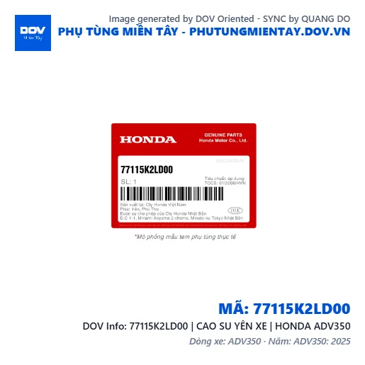 77115K2LD00 | CAO SU YÊN XE | HONDA ADV350 — 77115K2LD00