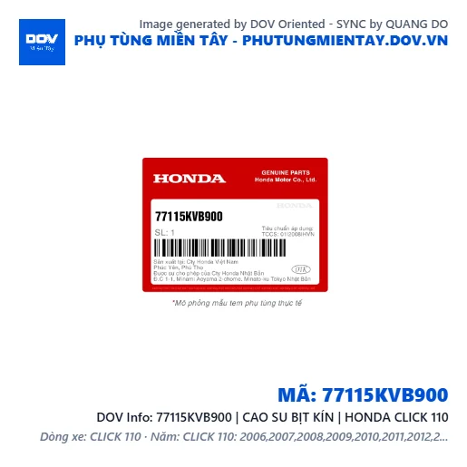 77115KVB900 | CAO SU BỊT KÍN | HONDA CLICK 110 — 77115KVB900