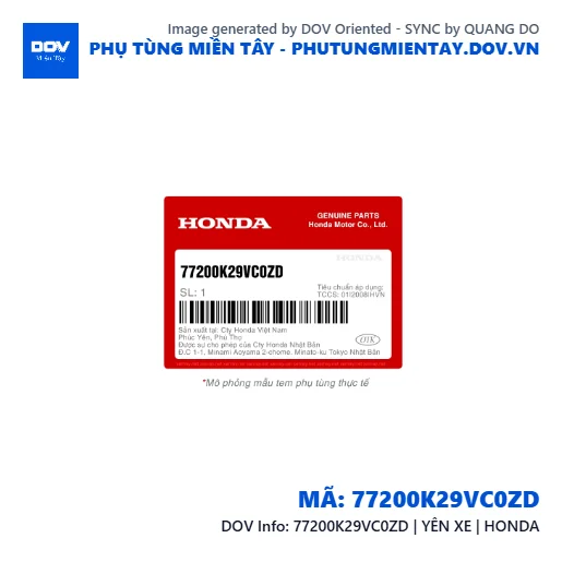 77200K29VC0ZD | YÊN XE | HONDA  — 77200K29VC0ZD