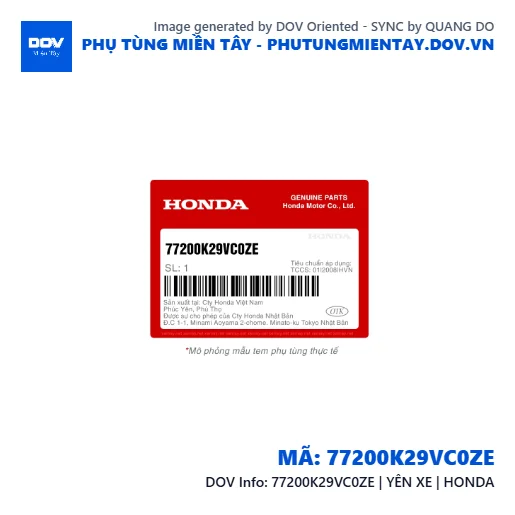 77200K29VC0ZE | YÊN XE | HONDA  — 77200K29VC0ZE