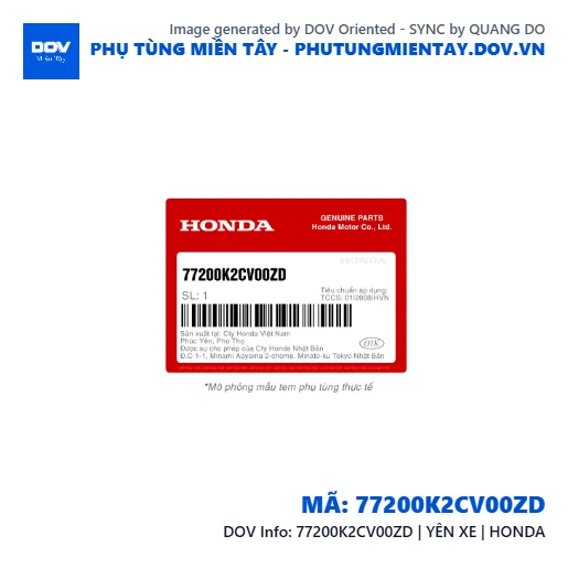 77200K2CV00ZD | YÊN XE | HONDA  — 77200K2CV00ZD