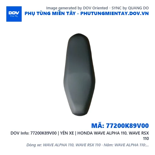 77200K89V00 | YÊN XE | HONDA WAVE ALPHA 110, WAVE RSX 110 — 77200K89V00