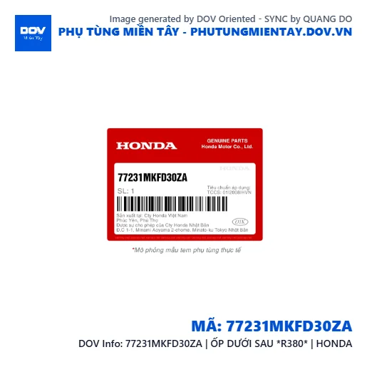 77231MKFD30ZA | ỐP DƯỚI SAU *R380* | HONDA  — 77231MKFD30ZA