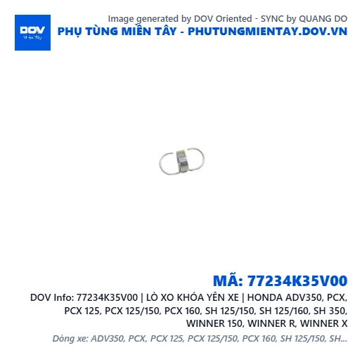 77234K35V00 | LÒ XO KHÓA YÊN XE | HONDA ADV350, PCX, PCX 125, PCX 125/150, PCX 160, SH 125/150, SH 125/160, SH 350, WINNER 150, WINNER R, WINNER X — 77234K35V00