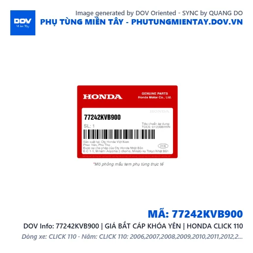 77242KVB900 | GIÁ BẮT CÁP KHÓA YÊN | HONDA CLICK 110 — 77242KVB900