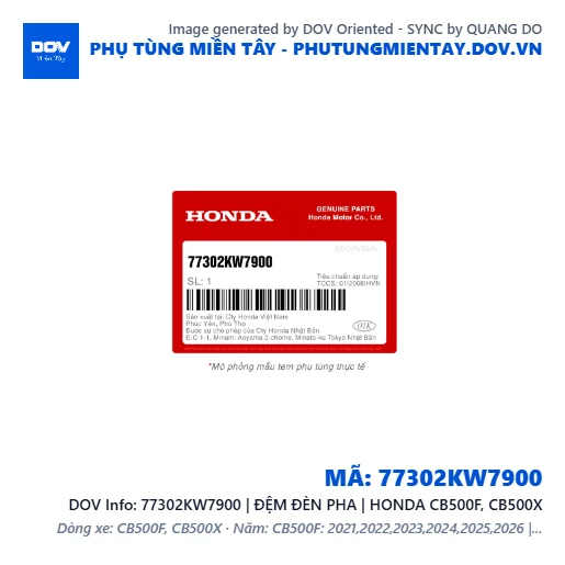 77302KW7900 | ĐỆM ĐÈN PHA | HONDA CB500F, CB500X — 77302KW7900
