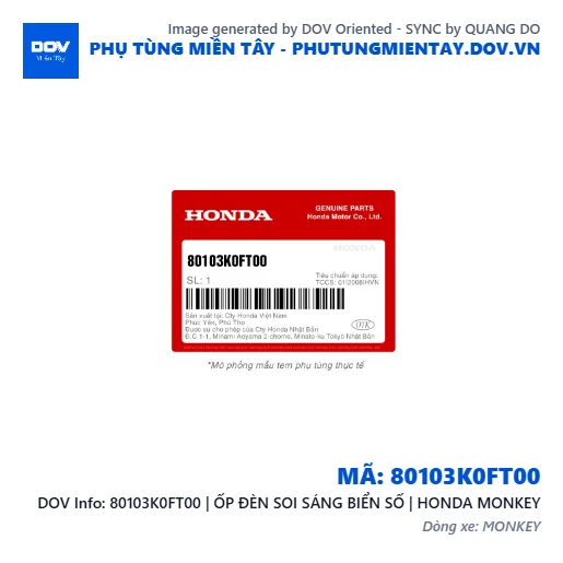 80103K0FT00 | ỐP ĐÈN SOI SÁNG BIỂN SỐ | HONDA MONKEY — 80103K0FT00