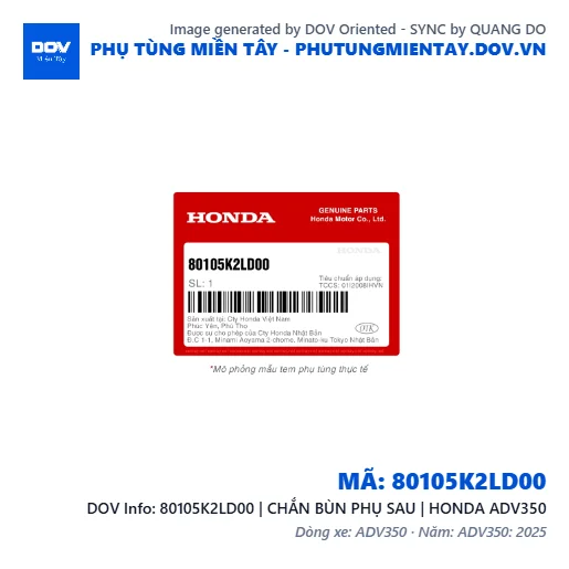 80105K2LD00 | CHẮN BÙN PHỤ SAU | HONDA ADV350 — 80105K2LD00