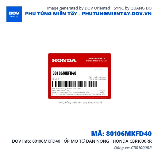 80106MKFD40 | ỐP MÔ TƠ DÀN NÓNG | HONDA CBR1000RR — 80106MKFD40