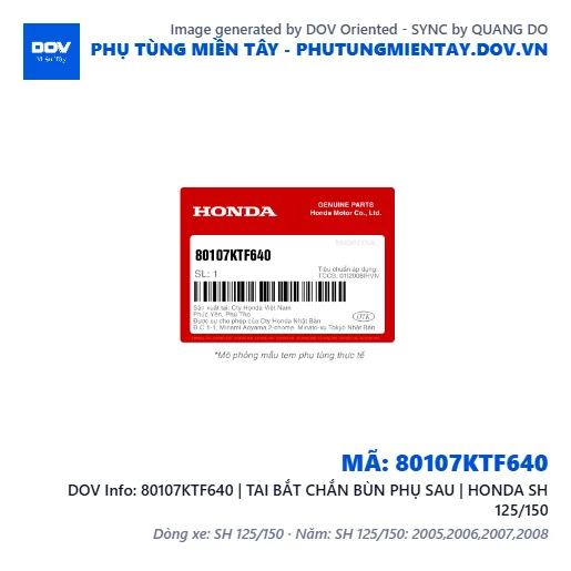 80107KTF640 | TAI BẮT CHẮN BÙN PHỤ SAU | HONDA SH 125/150 — 80107KTF640