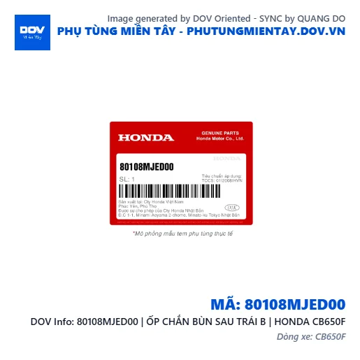 80108MJED00 | ỐP CHẮN BÙN SAU TRÁI B | HONDA CB650F — 80108MJED00