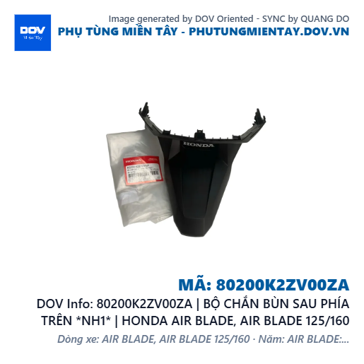 80200K2ZV00ZA | BỘ CHẮN BÙN SAU PHÍA TRÊN *NH1* | HONDA AIR BLADE, AIR BLADE 125/160 — 80200K2ZV00ZA