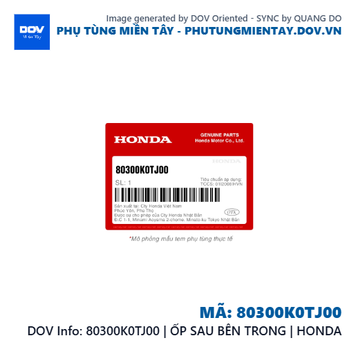 80300K0TJ00 | ỐP SAU BÊN TRONG | HONDA  — 80300K0TJ00
