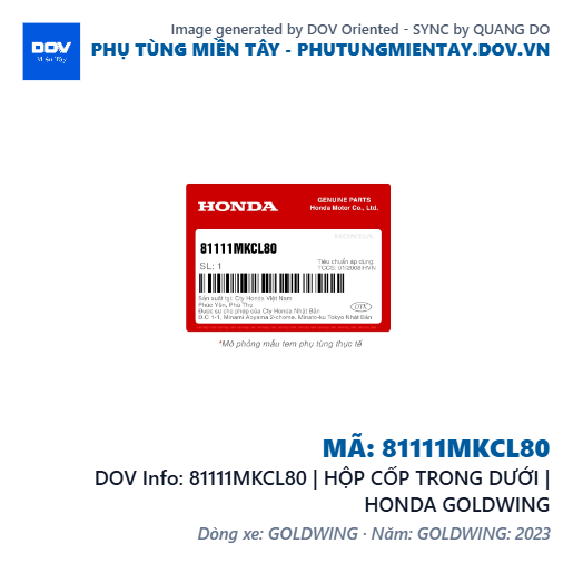 81111MKCL80 | HỘP CỐP TRONG DƯỚI | HONDA GOLDWING — 81111MKCL80