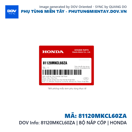 81120MKCL60ZA | BỘ NẮP CỐP | HONDA  — 81120MKCL60ZA