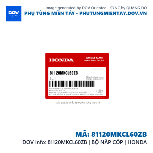 81120MKCL60ZB | BỘ NẮP CỐP | HONDA  — 81120MKCL60ZB