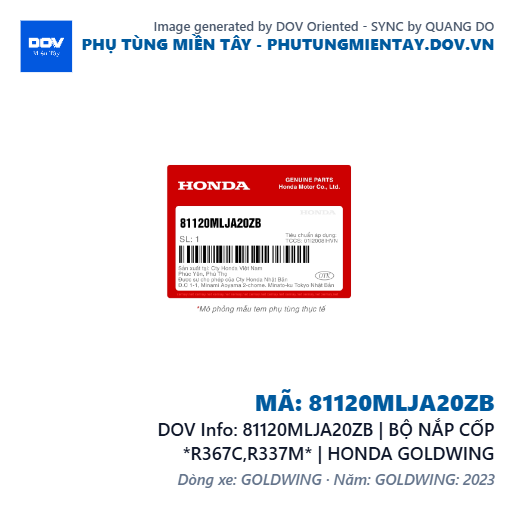 81120MLJA20ZB | BỘ NẮP CỐP *R367C,R337M* | HONDA GOLDWING — 81120MLJA20ZB