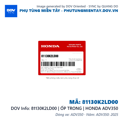 81130K2LD00 | ỐP TRONG | HONDA ADV350 — 81130K2LD00