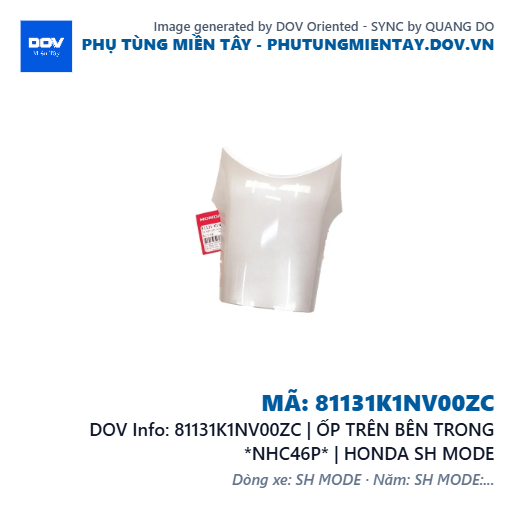 81131K1NV00ZC | ỐP TRÊN BÊN TRONG *NHC46P* | HONDA SH MODE — 81131K1NV00ZC