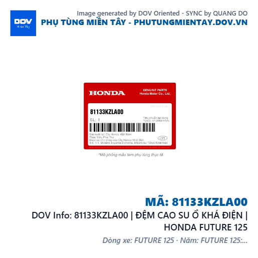 81133KZLA00 | ĐỆM CAO SU Ổ KHÁ ĐIỆN | HONDA FUTURE 125 — 81133KZLA00