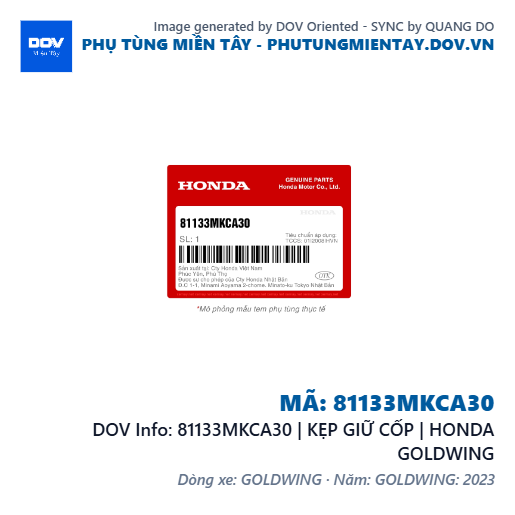 81133MKCA30 | KẸP GIỮ CỐP | HONDA GOLDWING — 81133MKCA30