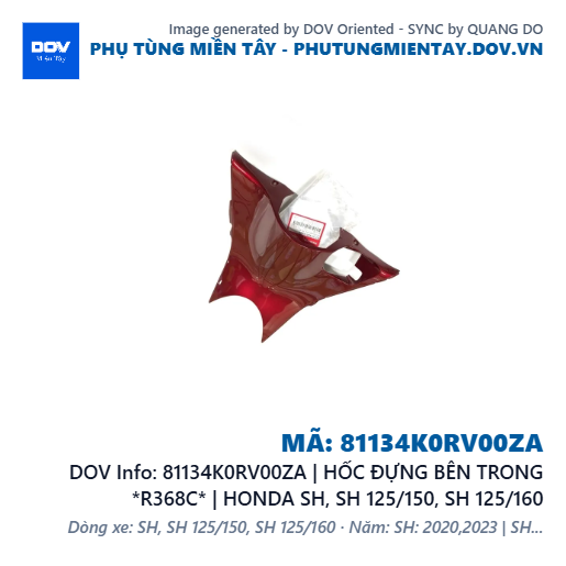 81134K0RV00ZA | HỐC ĐỰNG BÊN TRONG *R368C* | HONDA SH, SH 125/150, SH 125/160 — 81134K0RV00ZA