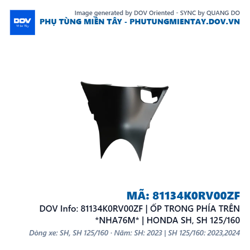 81134K0RV00ZF | ỐP TRONG PHÍA TRÊN *NHA76M* | HONDA SH, SH 125/160 — 81134K0RV00ZF