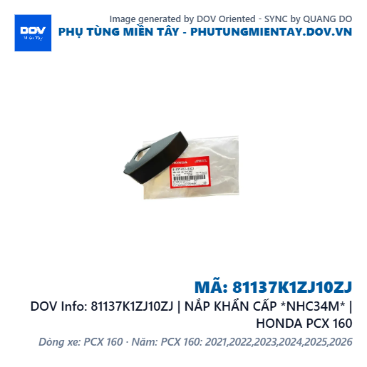 81137K1ZJ10ZJ | NẮP KHẨN CẤP *NHC34M* | HONDA PCX 160 — 81137K1ZJ10ZJ