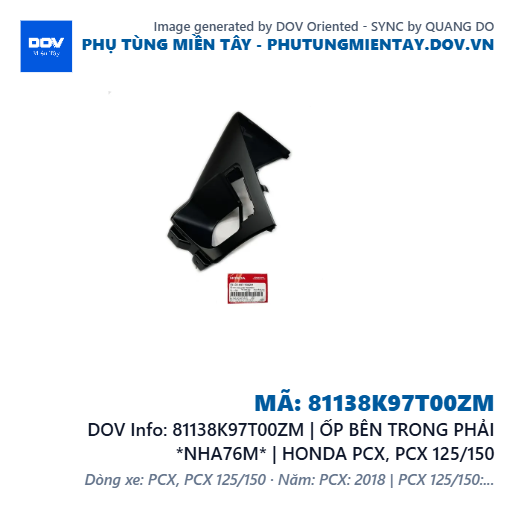 81138K97T00ZM | ỐP BÊN TRONG PHẢI *NHA76M* | HONDA PCX, PCX 125/150 — 81138K97T00ZM