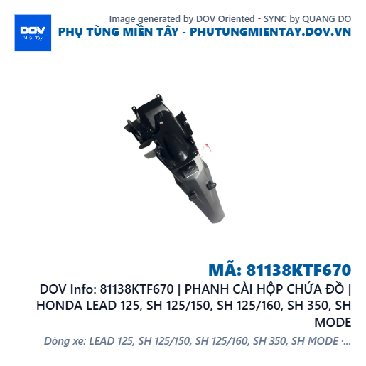 81138KTF670 | PHANH CÀI HỘP CHỨA ĐỒ | HONDA LEAD 125, SH 125/150, SH 125/160, SH 350, SH MODE — 81138KTF670