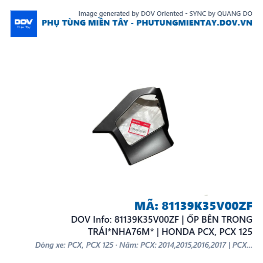 81139K35V00ZF | ỐP BÊN TRONG TRÁI*NHA76M* | HONDA PCX, PCX 125 — 81139K35V00ZF