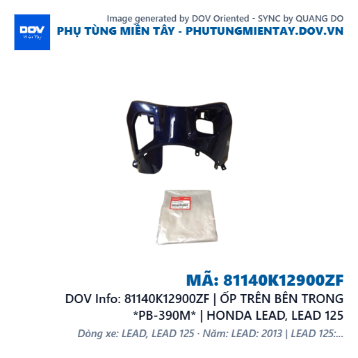 81140K12900ZF | ỐP TRÊN BÊN TRONG *PB-390M* | HONDA LEAD, LEAD 125 — 81140K12900ZF