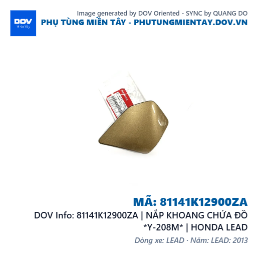 81141K12900ZA | NẮP KHOANG CHỨA ĐỒ *Y-208M* | HONDA LEAD — 81141K12900ZA