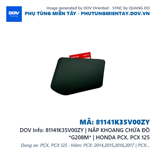 81141K35V00ZY | NẮP KHOANG CHỨA ĐỒ *G208M* | HONDA PCX, PCX 125 — 81141K35V00ZY