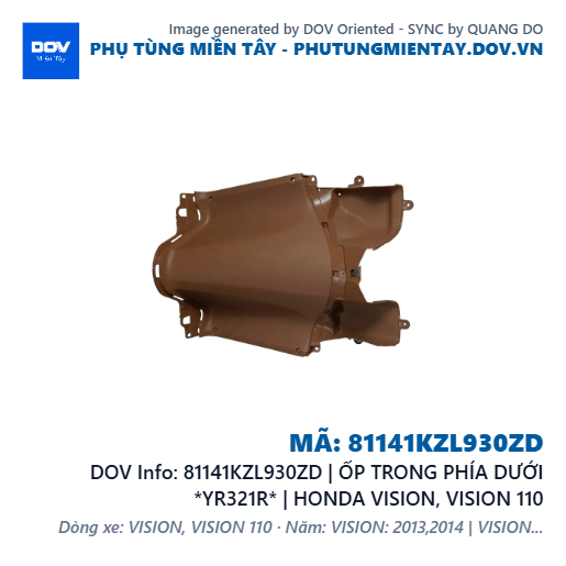 81141KZL930ZD | ỐP TRONG PHÍA DƯỚI *YR321R* | HONDA VISION, VISION 110 — 81141KZL930ZD