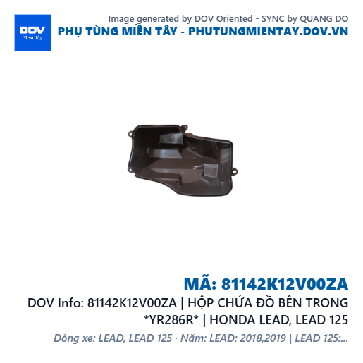 81142K12V00ZA | HỘP CHỨA ĐỒ BÊN TRONG *YR286R* | HONDA LEAD, LEAD 125 — 81142K12V00ZA