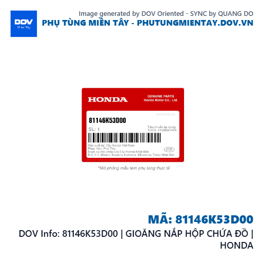 81146K53D00 | GIOĂNG NẮP HỘP CHỨA ĐỒ | HONDA  — 81146K53D00