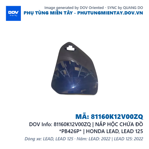 81160K12V00ZQ | NẮP HỘC CHỨA ĐỒ *PB426P* | HONDA LEAD, LEAD 125 — 81160K12V00ZQ