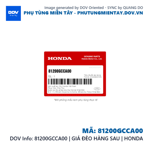 81200GCCA00 | GIÁ ĐÈO HÀNG SAU | HONDA  — 81200GCCA00