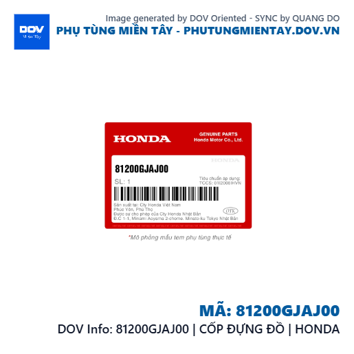81200GJAJ00 | CỐP ĐỰNG ĐỒ | HONDA  — 81200GJAJ00