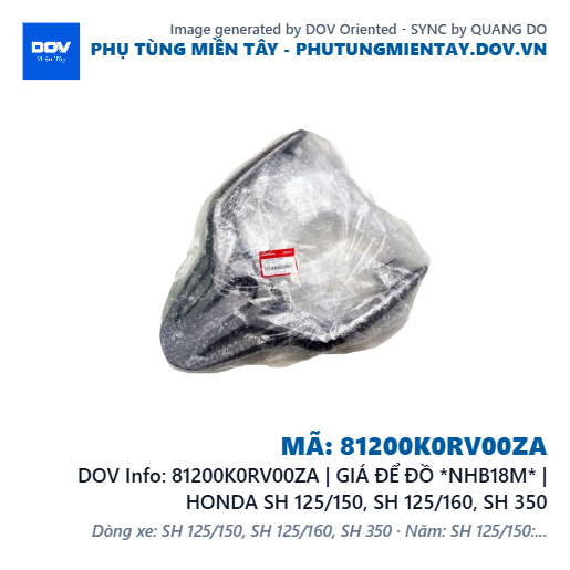 81200K0RV00ZA | GIÁ ĐỂ ĐỒ *NHB18M* | HONDA SH 125/150, SH 125/160, SH 350 — 81200K0RV00ZA