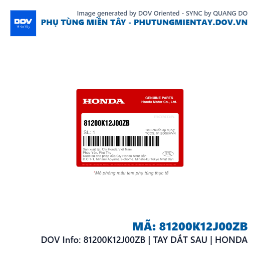 81200K12J00ZB | TAY DẮT SAU | HONDA — 81200K12J00ZB