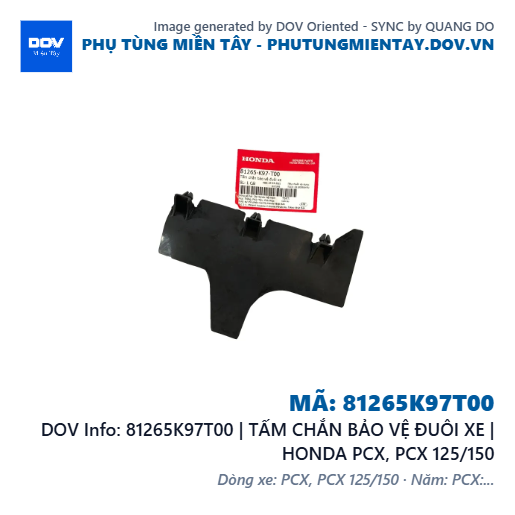 81265K97T00 | TẤM CHẮN BẢO VỆ ĐUÔI XE | HONDA PCX, PCX 125/150 — 81265K97T00