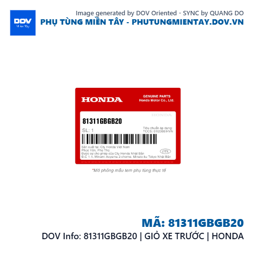 81311GBGB20 | GIỎ XE TRƯỚC | HONDA — 81311GBGB20
