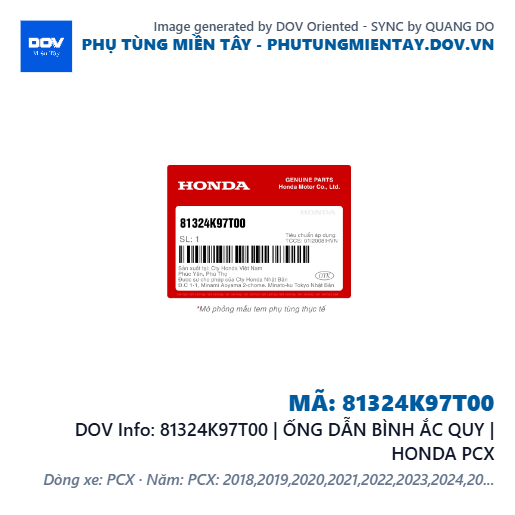 81324K97T00 | ỐNG DẪN BÌNH ẮC QUY | HONDA PCX — 81324K97T00